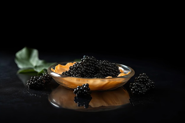 Caviar noir Snack esturgeon Delicatessen fruits de mer de luxe Premium Caviar noir Abstrait Génératif Ai Illustration