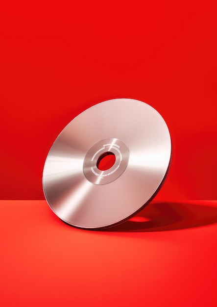 CD gris sur fond rouge Disque compact AI générative