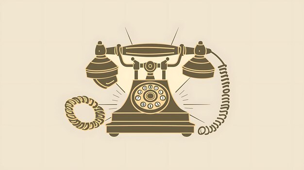 Ceci est une illustration vectorielle d'un téléphone à cadran rotatif vintage. Le téléphone est brun et a un cadran crème.