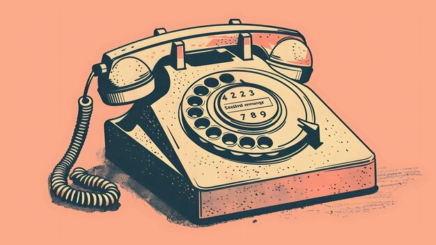 Photo ceci est une illustration vectorielle d'un téléphone à cadran rotatif vintage. le téléphone est rose clair avec un cadran rose foncé.