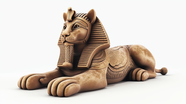 Ceci est un rendu 3D du Sphinx une créature mythique avec le corps d'un lion et la tête d'un humain