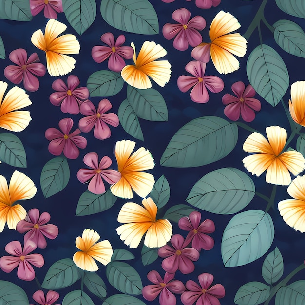 Une ceinture continue de fleurs tropicales motif de papier peint peint à l'aquarelle IA générative pour motif de mode toile de fond textile numérique
