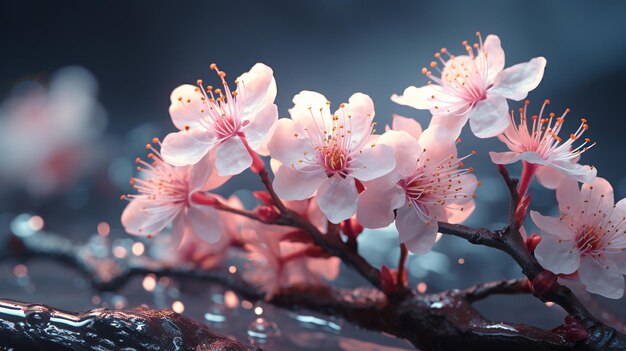 Photo célébrant la beauté éphémère de la nature l'attrait enchantant des fleurs de cerisier au printemps une symphonie de fleurs roses annonçant le renouveau la sérénité et la grâce intemporelle de l'élégance florale fugace