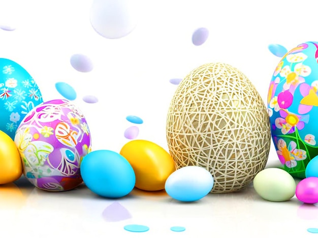 Célébration 3D avec de nombreux œufs de Pâques pour la conception décorative image téléchargée
