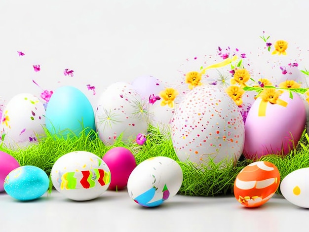 Célébration 3D avec de nombreux œufs de Pâques pour la conception décorative image téléchargée