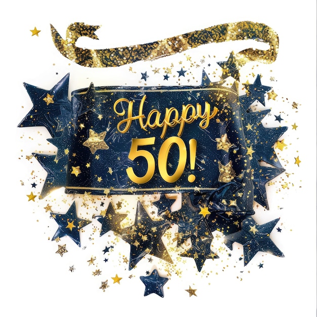 Célébration de 50 textes heureux en police festive marquant une étape joyeuse parfaite pour les invitations d'anniversaire les annonces d'année ou les dessins de célébration avec un thème joyeux et vibrant