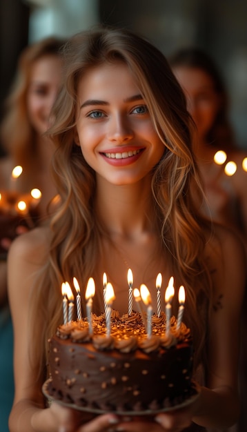 Célébration Des amis dégustent ensemble un gâteau au chocolat sucré