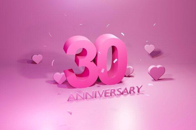 Célébration de l'anniversaire de 20 ans sur fond rose clair rendu 3d