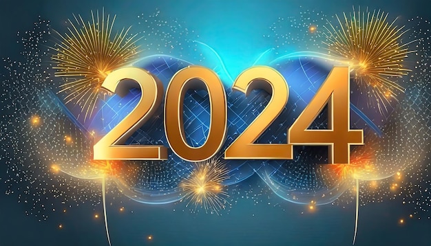 Célébration de la bonne année 2024 Bannière étincelante