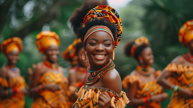 Célébration de la culture africaine Groupe de femmes joyeuses dansant lors d'un événement festif Concept Culture africaine Autonomisation des femmes Danse festive Activité de groupe de célébration joyeuse