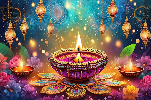 La célébration de Diwali est une illustration d'arrière-plan festive.