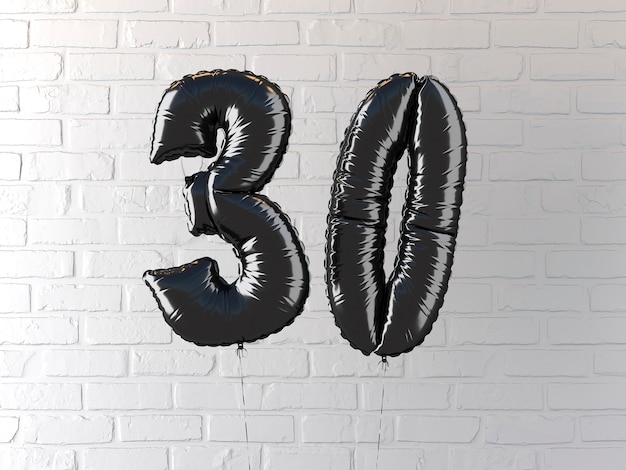 Photo célébration du 30e anniversaire avec des ballons noirs