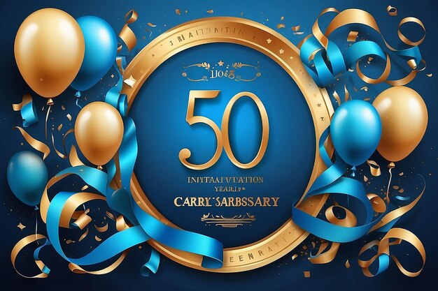 Photo célébration du 50e anniversaire carte d'invitation vectorielle de célébration du cinquantième anniversaire brochure