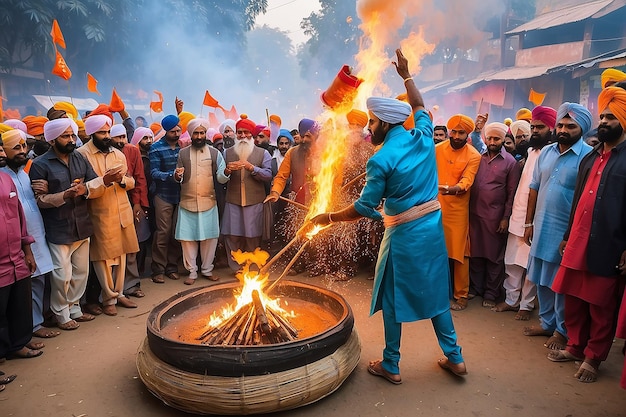 Célébration du festival de Lohri en Inde