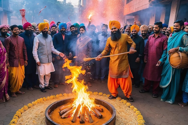 Célébration du festival de Lohri en Inde