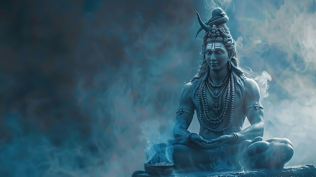 Célébration du Maha Shivratri Shiva méditatif en bleu éthérique