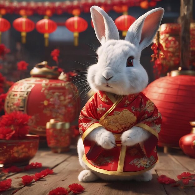 Célébration du Nouvel An chinois avec un lapin