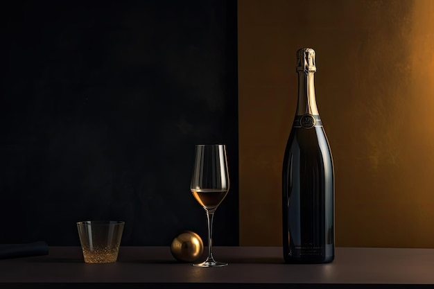 Célébration élégante du champagne dans l'art minimaliste génératif IA