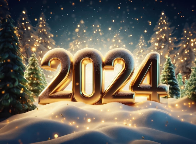Photo célébration festive du nouvel an du prochain 2024