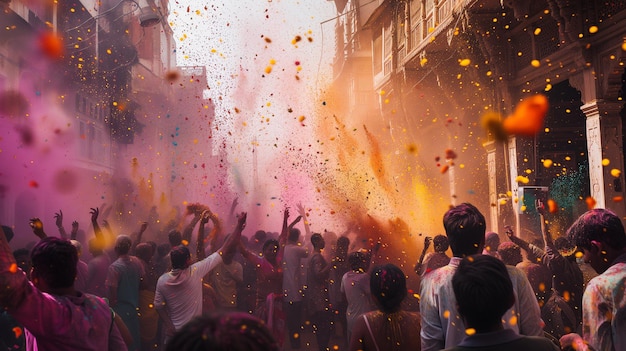 Célébration de la fête des couleurs Holi.