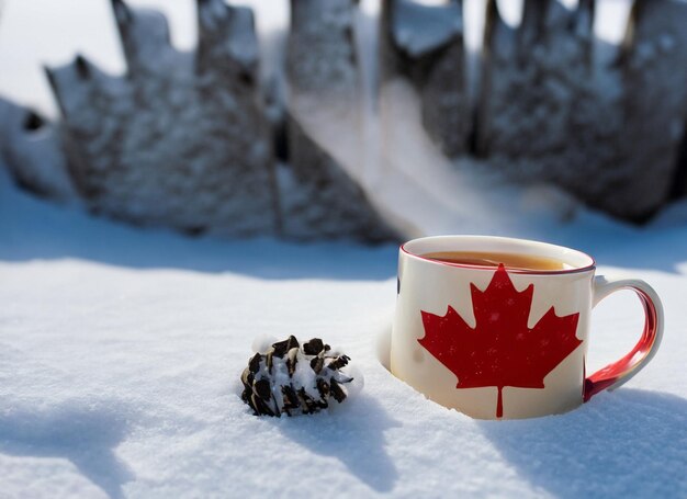 Célébration de la fête du Canada avec une tasse de café et de thé