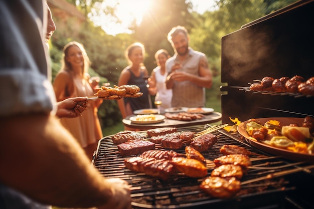 Célébration de la Fête du Travail avec de la viande sur le barbecue Generative AI