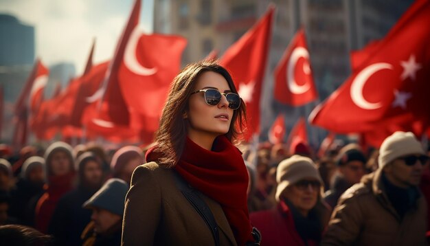 Photo célébration de la fête de la république de trkiye avec les européens modernes