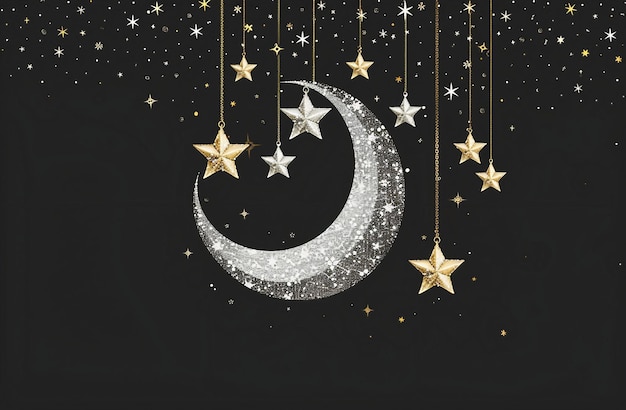 Photo célébration islamique ramadan et eid mubarak conception avec boîte cadeau du croissant de lune et homme de prière 3