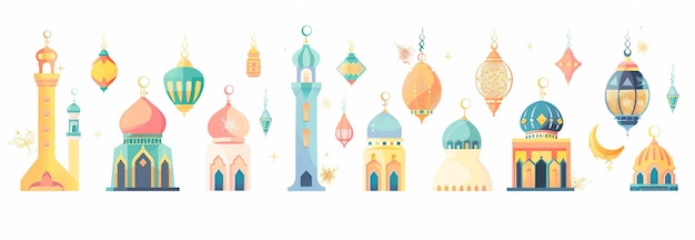 Célébration islamique Ramadan et Eid Mubarak Conception avec boîte cadeau du croissant de lune et homme de prière 3