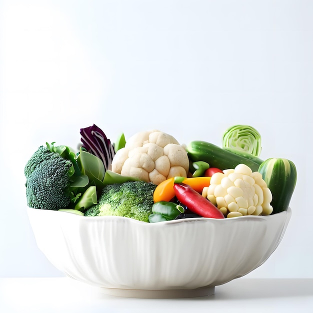 Célébration de la journée internationale végétalienne avec des légumes sains dans un bol en céramique blanche