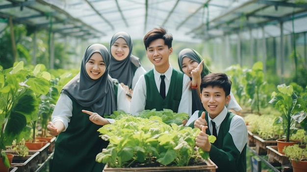 célébration de la journée mondiale de l'environnement par une école Un groupe d'étudiants adolescents malais