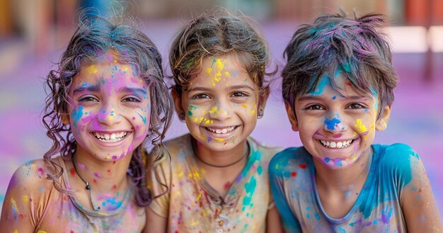 Célébration joyeuse Moments captivants de rire et de couleur à la fête de Holi