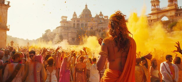 Célébration joyeuse Moments captivants de rire et de couleur à la fête de Holi