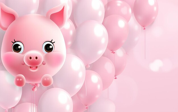 Photo célébration joyeux anniversaire bébé cochon illustraton fond
