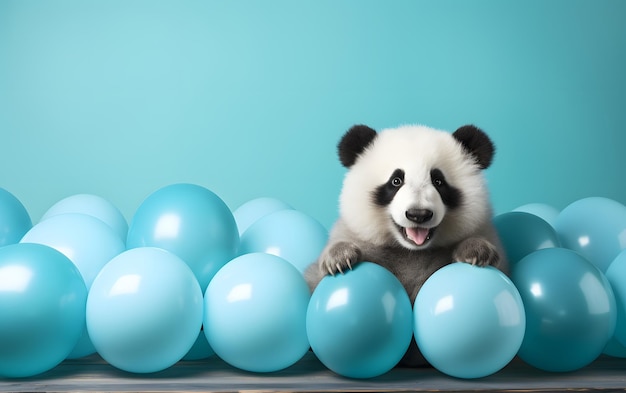 Célébration joyeux anniversaire bébé panda à l'arrière-plan illustré