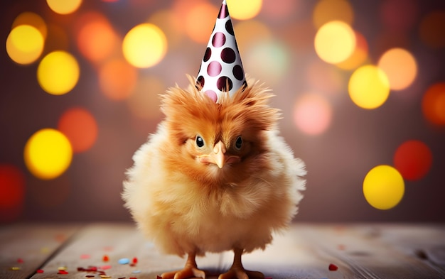 Célébration joyeux anniversaire bébé poulet arrière-plan illustration