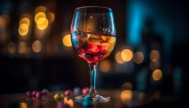Une célébration luxueuse dans un bar sombre versant du vin rouge généré par l'IA