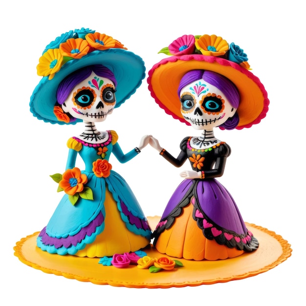 Célébration mexicaine du Jour des Morts Catrina avec maquillage de crâne Halloween