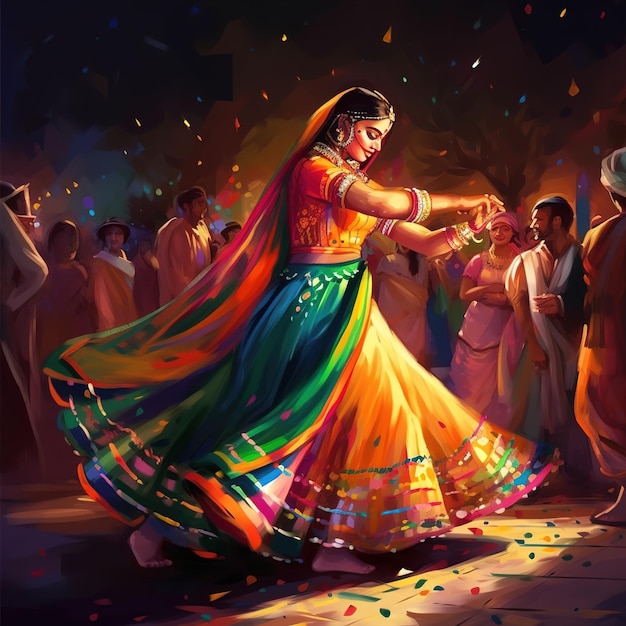 Célébration nocturne de Dandiya sur Navratri