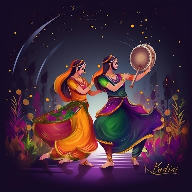 Célébration nocturne de Dandiya sur Navratri