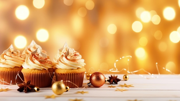 Célébration de Noël avec fond de muffins faits maison