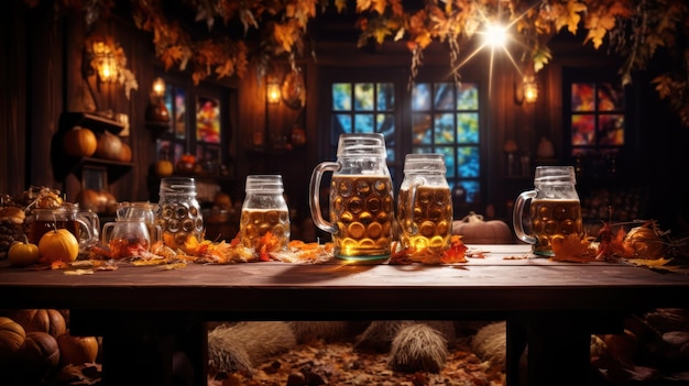 Célébration de l'Octoberfest dans un pub