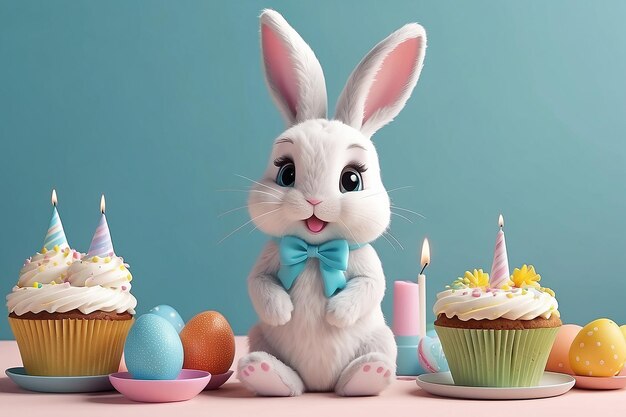 Célébration de Pâques avec un mignon lapin