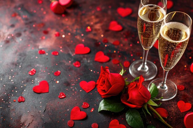 célébration de la Saint-Valentin avec fond bokeh champagne IA générative