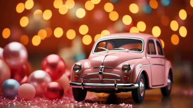 Célébration de la Saint-Valentin avec une petite voiture