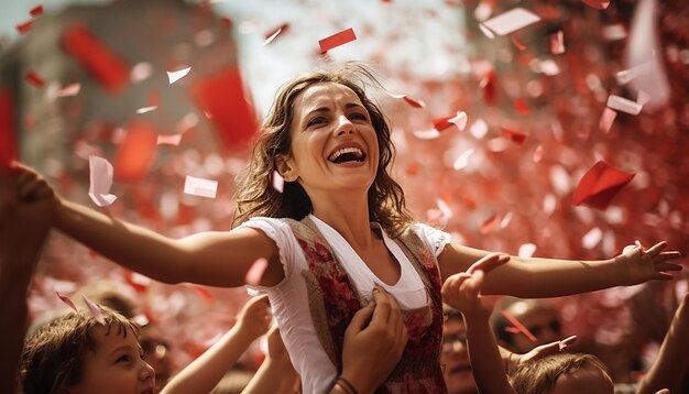 Célébration en Turquie de la fête des mères confettis peuple turc fort et fier heureux mature et mode