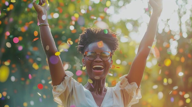 Photo célébration de la victoire et du bonheur des femmes noires