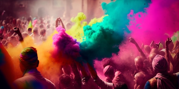 Célébrations colorées du festival Holi Generative AI