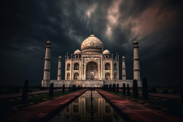 Célèbre monument Tajmahal construit en marbre, symbole de la culture indienne