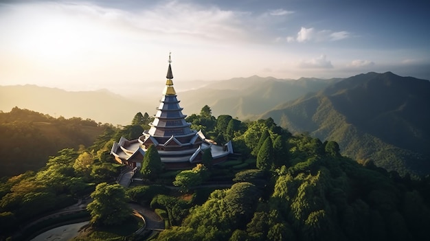 Célèbre pagode dans le parc national de doi inthanon